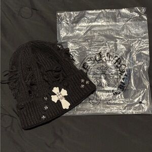 Chrome Hearts Black Beanie with Cross Accents